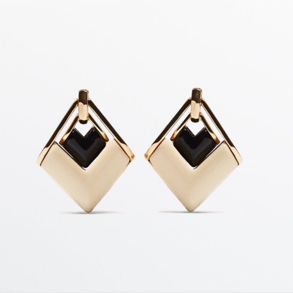 MASSIMO DUTTI Diamond-shaped Earrings New with Tags